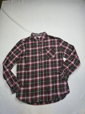 Weatherproof Vintage Plaid Button-Up Mens Shirt L Green/Red